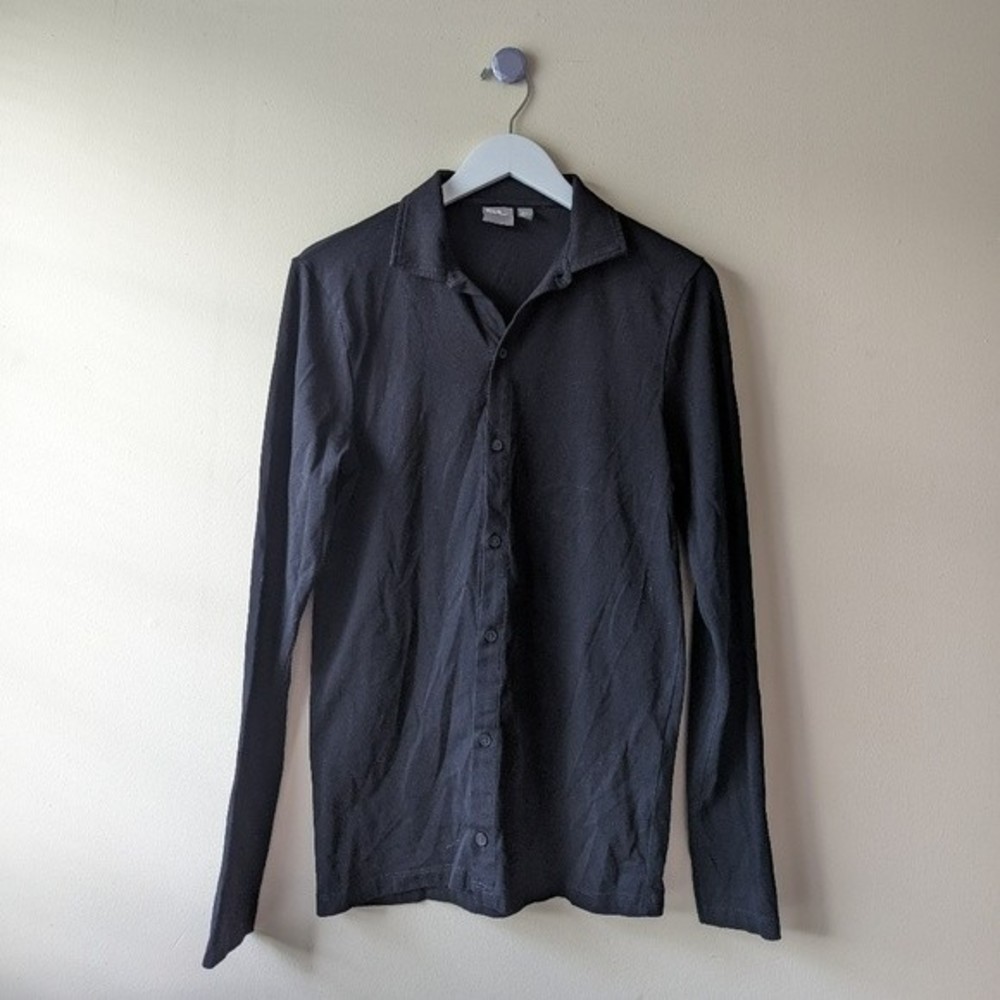 ASOS Black Long Sleeve Collared Button Down Blouse Medium